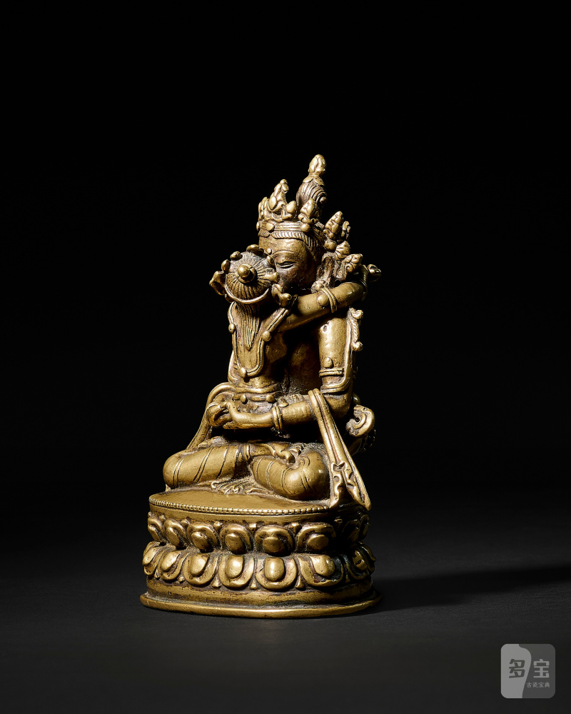 STATUE D'AMITAYUS ET SA PARÈDRE EN ALLIAGE DE CUIVRE DORÉ  TIBET, XVE SIÈCLE - 图2